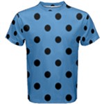 Polka Dots - Black on Steel Blue Men s Cotton Tee