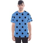 Polka Dots - Black on Steel Blue Men s Sport Mesh Tee