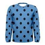 Polka Dots - Black on Steel Blue Men s Long Sleeve T-shirt