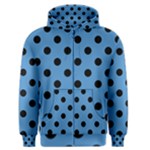 Polka Dots - Black on Steel Blue Men s Zipper Hoodie