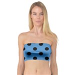 Polka Dots - Black on Steel Blue Bandeau Top