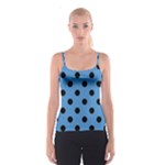Polka Dots - Black on Steel Blue Spaghetti Strap Top