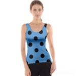 Polka Dots - Black on Steel Blue Tank Top