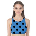 Polka Dots - Black on Steel Blue Tank Bikini Top