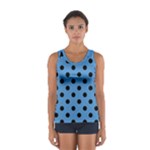 Polka Dots - Black on Steel Blue Women s Sport Tank Top