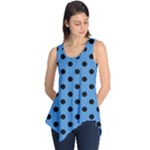 Polka Dots - Black on Steel Blue Sleeveless Tunic