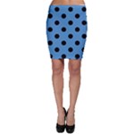 Polka Dots - Black on Steel Blue Bodycon Skirt