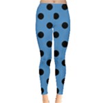 Polka Dots - Black on Steel Blue Women s Leggings