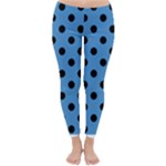 Polka Dots - Black on Steel Blue Winter Leggings
