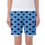 Polka Dots - Black on Steel Blue Women s Basketball Shorts