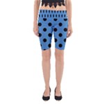 Polka Dots - Black on Steel Blue Yoga Cropped Leggings