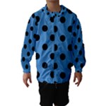 Polka Dots - Black on Steel Blue Hooded Wind Breaker (Kids)
