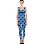 Polka Dots - Black on Steel Blue OnePiece Catsuit