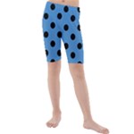 Polka Dots - Black on Steel Blue Kid s Mid Length Swim Shorts