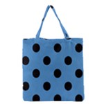 Polka Dots - Black on Steel Blue Grocery Tote Bag