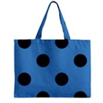 Polka Dots - Black on Steel Blue Zipper Mini Tote Bag
