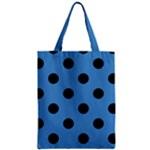 Polka Dots - Black on Steel Blue Zipper Classic Tote Bag