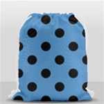 Polka Dots - Black on Steel Blue Drawstring Bag (Small)