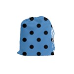 Polka Dots - Black on Steel Blue Drawstring Pouch (M)