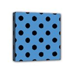 Polka Dots - Black on Steel Blue Mini Canvas 4  x 4  (Stretched)