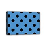 Polka Dots - Black on Steel Blue Mini Canvas 6  x 4  (Stretched)