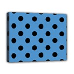 Polka Dots - Black on Steel Blue Canvas 10  x 8  (Stretched)