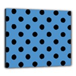 Polka Dots - Black on Steel Blue Canvas 24  x 20  (Stretched)