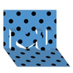 Polka Dots - Black on Steel Blue I Love You 3D Greeting Card (7x5)