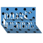 Polka Dots - Black on Steel Blue Happy Birthday 3D Greeting Card (8x4)