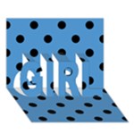 Polka Dots - Black on Steel Blue GIRL 3D Greeting Card (7x5)
