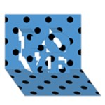 Polka Dots - Black on Steel Blue LOVE 3D Greeting Card (7x5)