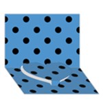 Polka Dots - Black on Steel Blue Heart Bottom 3D Greeting Card (7x5)