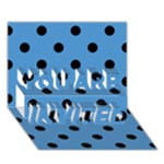 Polka Dots - Black on Steel Blue YOU ARE INVITED 3D Greeting Card (7x5)