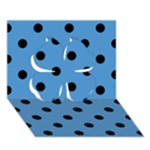 Polka Dots - Black on Steel Blue Clover 3D Greeting Card (7x5)
