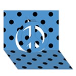 Polka Dots - Black on Steel Blue Peace Sign 3D Greeting Card (7x5)