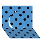 Polka Dots - Black on Steel Blue Circle 3D Greeting Card (7x5)