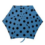 Polka Dots - Black on Steel Blue Mini Umbrella