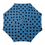 Polka Dots - Black on Steel Blue Golf Umbrella