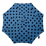 Polka Dots - Black on Steel Blue Hook Handle Umbrella (Medium)