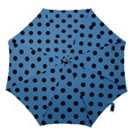 Polka Dots - Black on Steel Blue Hook Handle Umbrella (Small)