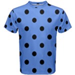 Polka Dots - Black on Cornflower Blue Men s Cotton Tee