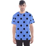 Polka Dots - Black on Cornflower Blue Men s Sport Mesh Tee