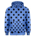 Polka Dots - Black on Cornflower Blue Men s Zipper Hoodie