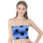 Polka Dots - Black on Cornflower Blue Tube Top