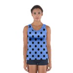Polka Dots - Black on Cornflower Blue Women s Sport Tank Top