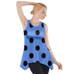 Polka Dots - Black on Cornflower Blue Side Drop Tank Tunic