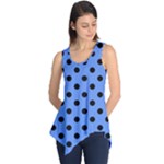 Polka Dots - Black on Cornflower Blue Sleeveless Tunic