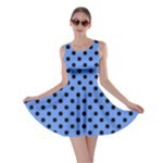 Polka Dots - Black on Cornflower Blue Skater Dress