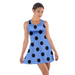 Polka Dots - Black on Cornflower Blue Cotton Racerback Dress