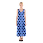 Polka Dots - Black on Cornflower Blue Full Print Maxi Dress